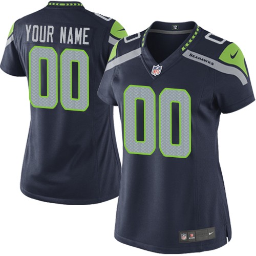 Women's Elite Nike Jersey Navy Blue Home - Customized NFL Seattle Seahawks